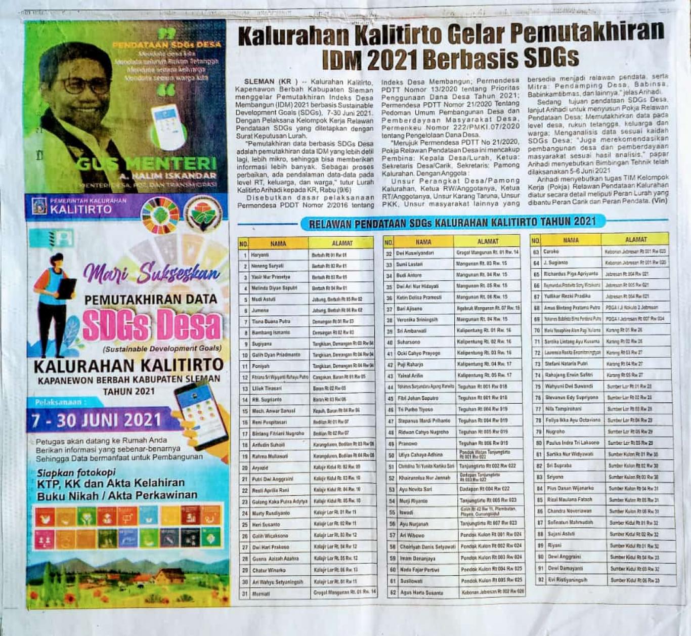 Pendataan SDGs Desa Tahun 2021